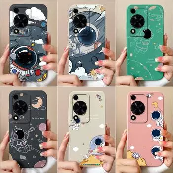 Милая задняя крышка с астронавтом для Huawei Nova 11 SE 12i Y72 12 Pro Honor X8B X6A, чехол-бампер, защитная пленка для экрана, жидкий мягкий силикон, популярные сумки для телефонов, капа Huawei Nova Y72 4G