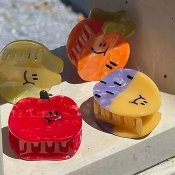 Милая заколка для волос из ацетата, мультяшная заколка с овощами и акулой, милая заколка для волос с фруктами и уксусной кислотой, коготь девушки A