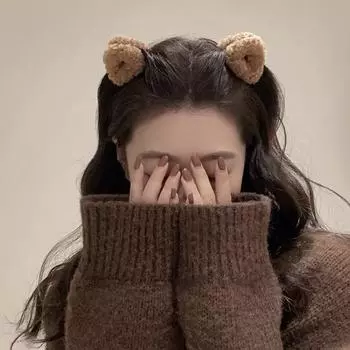 Милая заколка для волос из овечьей шерсти для девочек, треугольные кошачьи ушки, маленькая заколка для челки, осенние и зимние плюшевые аксессуары для волос