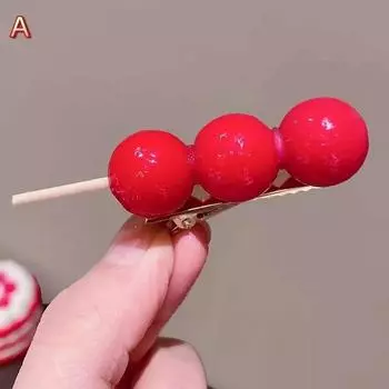 Милая заколка для волос Креативная имитация еды Заколка для волос Аксессуары для волос Боярышник Засахаренный боярышник Боковой зажим Забавный фруктовый головной убор для женщин