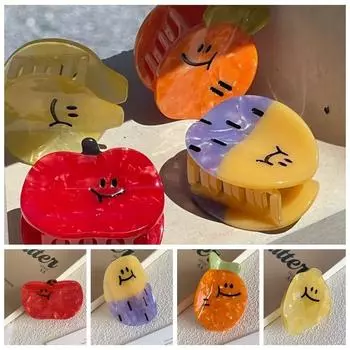 Милая заколка для волос «Лимон» с изображением мультяшной акулы и овоща, милая уксусная кислота, фруктовый коготь для волос, ежедневно A