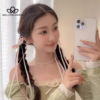 Милая заколка для волос с бантиком и лентой для девочек, летние милые кружевные аксессуары для волос с бантом в Корейском стиле, цветная заколка для волос с атласным бантом a pair белый