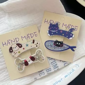Милая заколка для волос с изображением щенка, кошки, кролика, для женщин и девочек, милая универсальная заколка для челки, модная заколка для волос, аксессуары для подарков A1