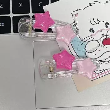 Милая заколка для волос с розовой звездой и пентаграммой, студенческая девчачья милая очаровательная заколка, эстетическая заколка для волос Y2K, аксессуары для волос для женщин, подарок