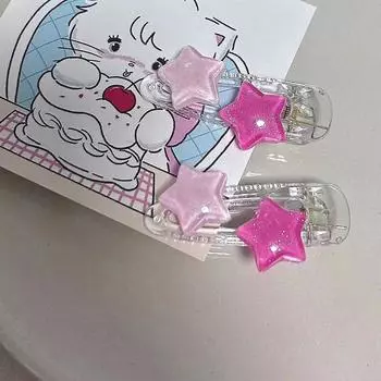 Милая заколка для волос с розовой звездой и пентаграммой, студенческая девчачья милая очаровательная заколка, эстетическая заколка для волос Y2K, аксессуары для волос для женщин, подарок ONESIZE