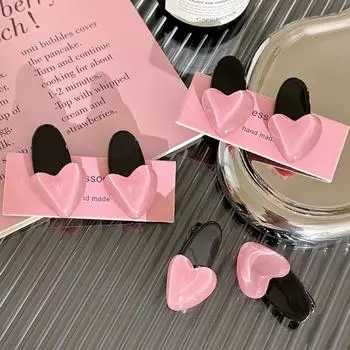 Милая заколка для волос в стиле минимализма в форме сердца, милые заколки, симпатичная заколка-утиный нос розовый