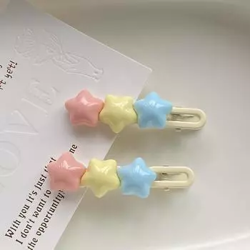 Милая заколка для волос в виде звезды конфетного цвета, сладкая заколка для волос в форме пентаграммы, аксессуары для волос Y2K 1 Pcs