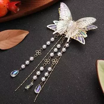 Милая заколка для волос женская со стразами в виде бабочки, изысканный аксессуар для волос, заколка-краб для хвостика, аксессуар в стиле лолита/школьница, модная заколка для волос для девочки