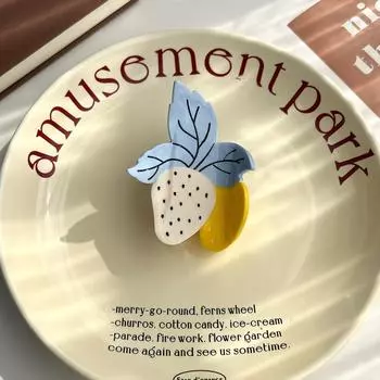 Милая заколка-краб из ацетата с фруктами, Деликатная заколка-акула для хвостика, Заколка для волос из ацетата с клубникой, Повседневная Style1