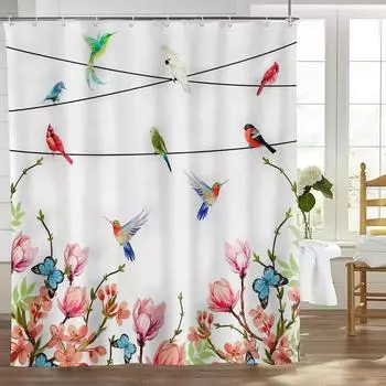 Милая занавеска для душа с птицей Роули, разноцветная, с забавным принтом животных, занавеска для душа с водонепроницаемой тканью, экран для ванной комнаты, декор для ванной комнаты W90xH180cm