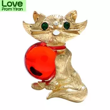 Милая зеленая большая брошь в виде кошки, винтажная модная булавка в виде животного, аксессуары для пальто, сумка, ювелирные изделия, доступные цвета красный
