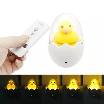 Милая желтая утка, светодиодный ночник с дистанционным управлением, регулируемая яркость, домашний ночник для спальни, подарок для детей, вилка европейского стандарта EU Plug