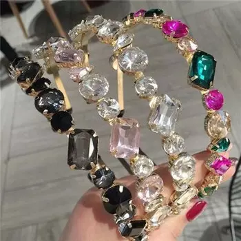 Милая женщина, универсальная, для девочек, маленькая, свежая, цветная, со стразами, повязка на голову, повязка на голову с кристаллами белый