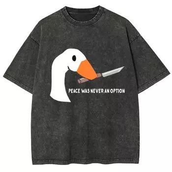 Милая женская футболка с мультяшным принтом гуся, из стираного денима, удобная, с коротким рукавом, парная, оверсайз, Y2K топ, доступная S