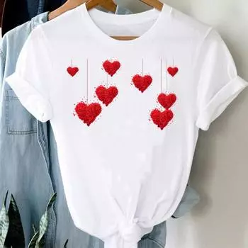Милая женская футболка с принтом, летняя женская футболка с коротким рукавом 2XS