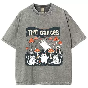 Милая женская футболка с рисунком кота и гриба, повседневный простой стиль, короткий рукав, модный дизайн, летний топ S