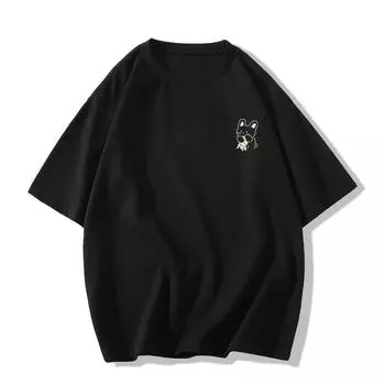 Милая женская футболка в японском стиле с принтом кролика - Летний повседневный хлопковый топ с коротким рукавом 2024 2XL (131-145 jin)