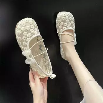 Милая женская летняя обувь Kawaii, белые туфли с круглым носком для женщин 2024 года, нескользящая, модная, стильная обувь E 35