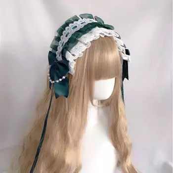 Милая женская повязка для волос в прямом эфире, плиссированная кружевная элегантная повязка на голову с бантом, обруч для волос для косплея, обруч для волос для подростков розовый