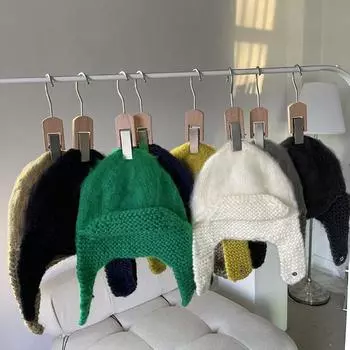 Милая женская ветрозащитная теплая зимняя шапка-бини, шерстяная вязаная шапка серый