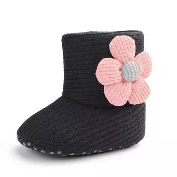 Милая зимняя теплая обувь для маленьких мальчиков и девочек, зимние сапоги для малышей на мягкой подошве 13 чёрный