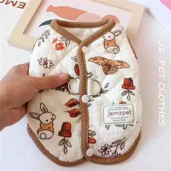 Милая зимняя теплая одежда для собак, жилет, милое пальто с принтом, одежда для плюшевого мишки, одежда для собак с бархатной курткой M красный