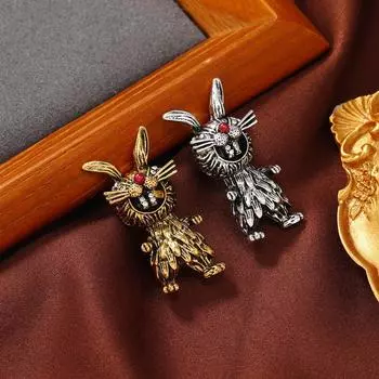 Милая золотая металлическая брошь в виде кролика, винтажная булавка со знаком зодиака, значок в стиле средневекового модного костюма