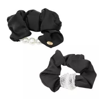 MILASIC Резинка для волос Бусины Жемчуг Набор из 2 шт. Аксессуары для волос Черный Бежевый С украшением Простой Стильный Завязка Эластичная Заколка для волос Украшение для волос Аранжировка