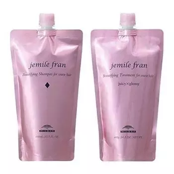 Milbon Gemile Fran Shampoo & Treatment (Diamond & Juicy Gulloshi) Moisturizing 400ml 400g Refill Set 2 Pieces Assorted