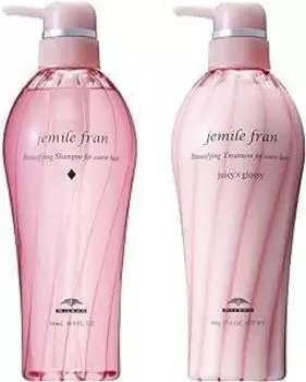 Milbon Gemile Fran Шампунь Diamond D 500 мл Лечение Juicy Glossy 500 г Набор с оригинальной карманной салфеткой + розовый