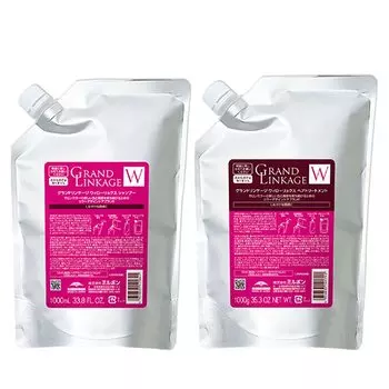 Milbon Grand Linkage Willow Luxe 1000 Размер набора 1000 мл Лечение Гибкий Нормальный Шампунь Лечебный Набор Предотвращение Выцветания Цвета [Набор] (Шампунь + 1000г)