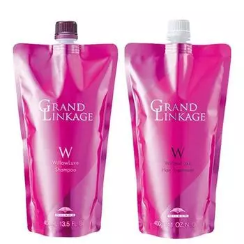 Milbon Grand Linkage Willow Luxe Shampoo 400mL + Treatment 400g Refill Set Hair Shape Care