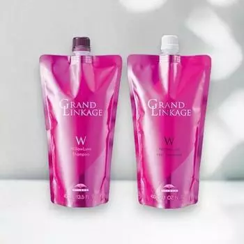 Milbon Grand Linkage Willow Luxe Shampoo 400ml Hair Treatment 400g Refill Set