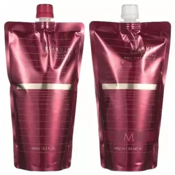 Milbon Plamia Обогащенный Шампунь 400 мл + Лечение F 400 г Сменный Набор