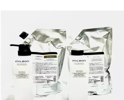 Milbon Shampoo Treatment Renewing 1000ml with bottle Global Milbon Reawaken set Milbon LSC [Set product] 2-piece