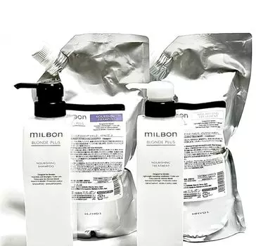 Milbon Шампунь Питательный Лечебный 1000 мл с бутылкой Global Milbon Blonde Plus набор из 2 бутылок Milbon LSC [Набор продуктов]