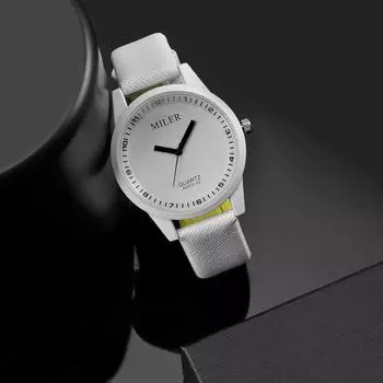 MILER модные кожаные женские кварцевые часы зелёный