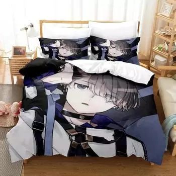 MILGRAM односпальный двуспальный комплект постельного белья размера «queen-size» для мальчиков, пододеяльник, комплект простыней с 3D-принтом в стиле аниме EU Single 135x200cm