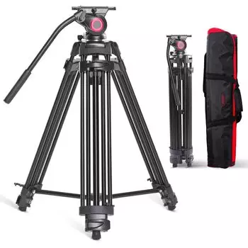 miliboo mtt601a Basic Version Camera Tripod with Fluid Maximum Load Height Aluminum Tripod for DSLR Cameras and Camcorders Video Live 360° Head, 10kg, чёрный