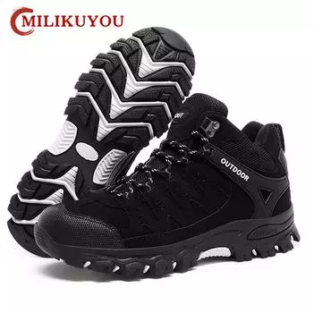 MILIKUYOU высокие мужские походные ботинки зимние уличные горные скальные туфли на шнуровке нескользящие кроссовки повседневные зимние треккинговые ботинки 39