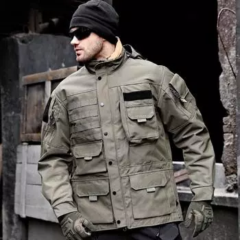Militar Tactical Куртки мужские Водонепроницаемая ветровка Куртка Мужская куртка с капюшоном Куртки для рыбалки/похода XXL чёрный