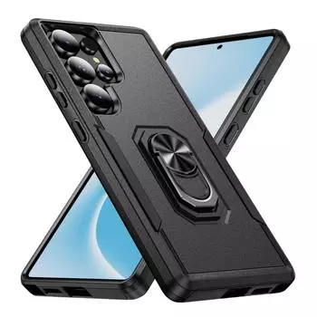 Military Grade Hard Stand Holder Case for Samsung Galaxy S24 Ultra Plus FE 5G Coque Bag for Galaxy S24 FE чёрный