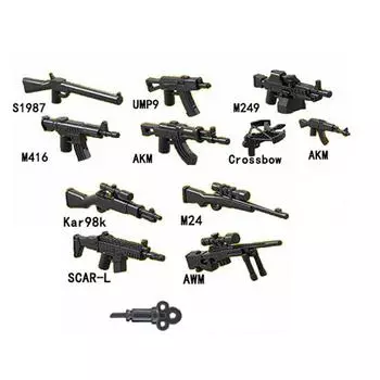 Military Weapon Rack Toy Spear Guns SWAT Educational Toys for Children Model Building Blocks Kids Gifts Military Parts