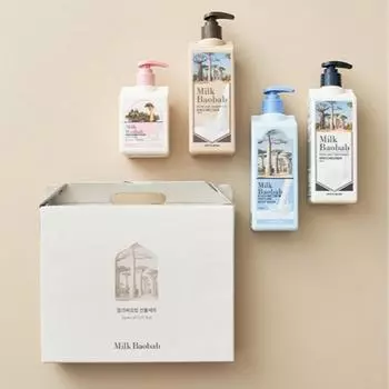 [Milk Baobab] Духи Белый набор из 4 предметов (Шампунь + Лечение + Гель для тела + Лосьон для тела)