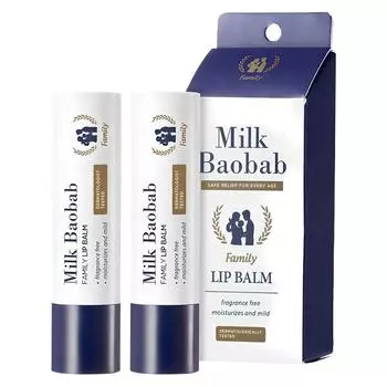 Milk Baobab Бальзам для губ Family 3,5 г, без запаха, 2 упаковки