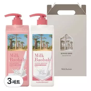 Milk Baobab Hair 2 вида подарочного набора с ароматом Florabuke, 3 набора, набор популярной корейской косметики