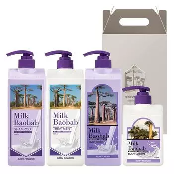 Milk Baobab Hair & Body 4-piece gift set, baby powder, 1 set