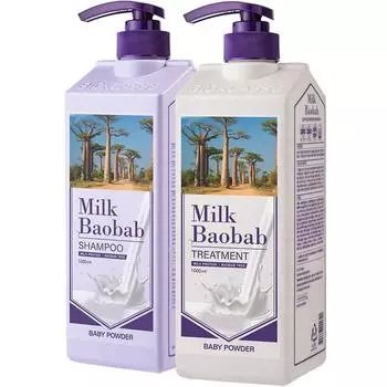 Milk Baobab large capacity damaged hair protein baby powder shampoo 1000ml + protein treatment 1000ml, 1 set