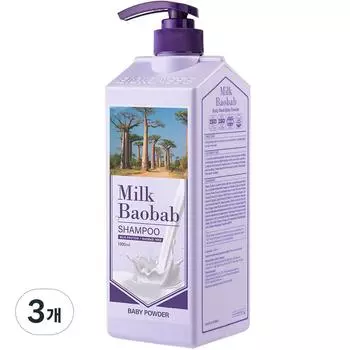 Milk Baobab Shampoo Baby Powder Scent, 1L, 3 ea.
