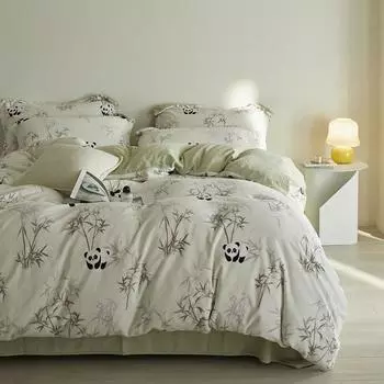 Milk Fleece 4Pcs Set, Autumn And Winter Double-Sided Coral Fleece Fleece Thickened Bed Sheet Quilt Cover Bedding 1.2 m 3pc quilt 1.5*2m